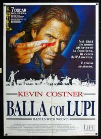 b156 DANCES WITH WOLVES Italian one-panel movie poster '90 Costner by Casaro