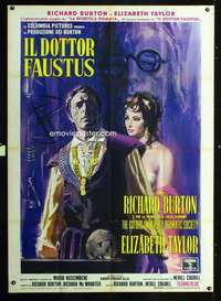 b164 DOCTOR FAUSTUS Italian one-panel movie poster '68 Liz Taylor, cool art!