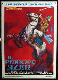 b166 DRUMS Italian one-panel movie poster R75 cool Mos art of Sabu on horse!
