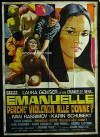b167 EMANUELLE AROUND THE WORLD Italian one-panel movie poster '80 sexy art!