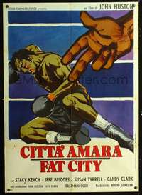b170 FAT CITY Italian one-panel movie poster '72 best Symeoni boxing art!