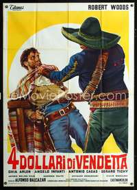 b175 FOUR DOLLARS OF VENGEANCE Italian one-panel movie poster '66 cool art!