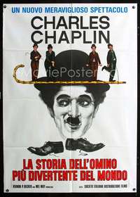 b176 FUNNIEST MAN IN THE WORLD Italian one-panel movie poster '67 Chaplin