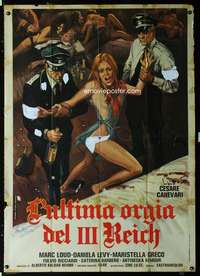 b179 GESTAPO'S LAST ORGY Italian one-panel movie poster '77 weird WWII sex!