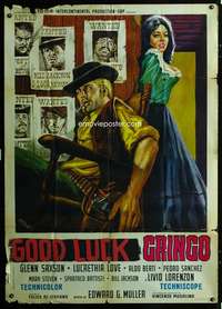 b184 GO WITH GOD GRINGO Italian one-panel movie poster '66 Deamicis art!