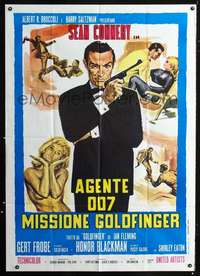 b186 GOLDFINGER Italian one-panel movie poster R70s Connery as James Bond!