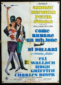 b196 HOW TO STEAL A MILLION Italian 1p R60s great art of sexy Audrey Hepburn & Peter O'Toole!