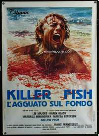b205 KILLER FISH Italian one-panel movie poster '79 really cool horror art!