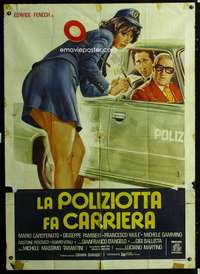 b207 LA POLIZIOTTA FA CARRIERA Italian one-panel movie poster '75 sexy cop!
