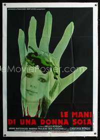 b211 LE MANI DI UNA DONNA SOLA Italian one-panel movie poster '79 cool image!