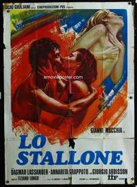 b217 LO STALLONE Italian one-panel movie poster '75 sexy romantic art!