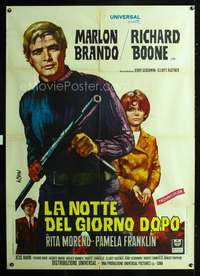 b233 NIGHT OF THE FOLLOWING DAY Italian one-panel movie poster '69 Clayen art