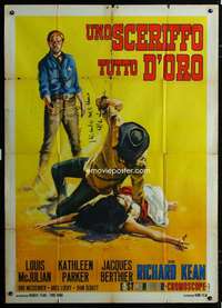b263 SHERIFF WITH THE GOLD Italian one-panel movie poster '66 wild artwork!
