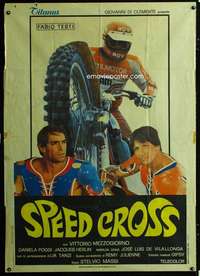 b270 SPEED CROSS Italian one-panel movie poster '79 cool dirt bike image!