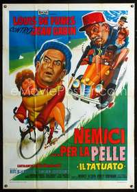 b279 TATTOOED ONE Italian one-panel movie poster '68 Jean Gabin, de Funes