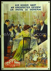 b737 UNEXPECTED REVIEW 40x55 special poster '11 stone litho art of dinner party, early Vitagraph!