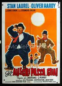 b302 WAY OUT WEST Italian one-panel movie poster R67 Laurel & Hardy!