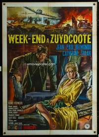 b304 WEEKEND AT DUNKIRK Italian one-panel movie poster '65 Jean-Paul Belmondo