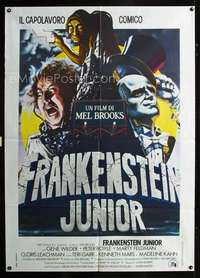 b310 YOUNG FRANKENSTEIN Italian 1p R1970s Mel Brooks, art of Gene Wilder, Frankenstein Junior!