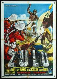 b311 ZULU Italian one-panel movie poster '64 Stanley Baker, Copizza art!