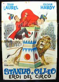 b017 CHIMP Italian two-panel movie poster R60s Laurel & Hardy by Longi!