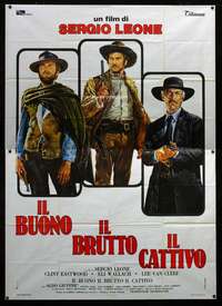 b038 GOOD, THE BAD & THE UGLY Italian two-panel movie poster R70s Casaro art!