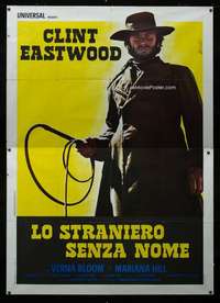 b045 HIGH PLAINS DRIFTER Italian two-panel movie poster '73 Eastwood w/whip!