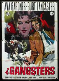 b053 KILLERS Italian two-panel movie poster R57 Burt Lancaster, Ava Gardner
