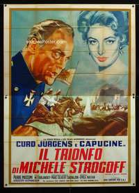 b055 LE TRIOMPHE DE MICHEL STROGOFF Italian two-panel movie poster '61 Manno