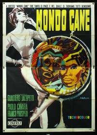 b067 MONDO CANE Italian two-panel movie poster '62 great Manfredo artwork!