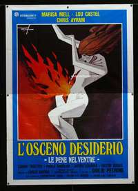 b074 OBSCENE DESIRE Italian two-panel movie poster '78 cool Deseta art!