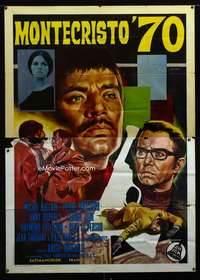 b085 RETURN OF MONTE CRISTO Italian two-panel movie poster '68 Crovato art!