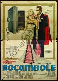 b087 ROCAMBOLE Italian two-panel movie poster '63 great Symeoni art!