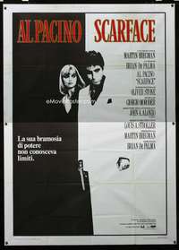 b090 SCARFACE Italian two-panel movie poster '83 Al Pacino, Brian De Palma