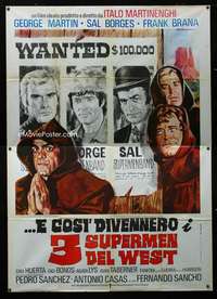 b103 THREE SUPERMEN OF THE WEST Italian two-panel movie poster '73 Gasparri