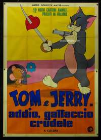 b108 TOM & JERRY Italian two-panel movie poster '72 with sword & gun!