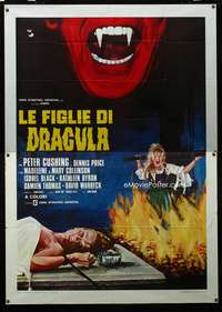 b112 TWINS OF EVIL Italian two-panel movie poster '72 Nistri vampire art!