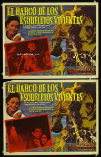 c315 LIVING SKELETON 2 Mexican movie lobby card '68 Japanese horror!