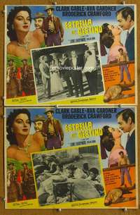 c317 LONE STAR 2 Mexican movie lobby cards '51 Clark Gable, Gardner
