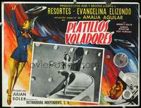 c512 LOS PLATILLOS VOLADORES Mexican movie lobby card '56 sexy dancer!