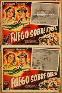 c319 MISSION OVER KOREA 2 Mexican movie lobby cards '53 fighter pilots!
