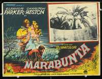 c533 NAKED JUNGLE Mexican movie lobby card '54 Charlton Heston, Pal