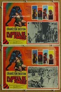 c321 PLANET OF THE APES 2 Mexican movie lobby cards '68 Heston