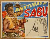 c577 SAVAGE DRUMS Mexican movie lobby card '51 Sabu, wacky ape!