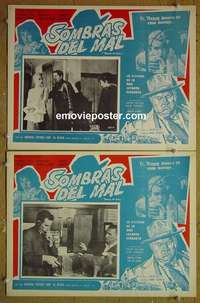 c339 TOUCH OF EVIL 2 Mexican movie lobby cards '58 Orson Welles, Heston