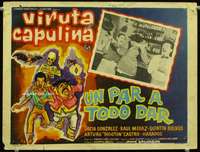 c613 UN PAR A TODO DAR Mexican movie lobby card '61 Viruta & Capulina