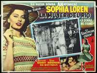 c627 WOMAN OF THE RIVER Mexican movie lobby card '55 sexy Sophia Loren!