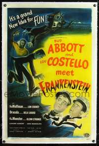 d331 ABBOTT & COSTELLO MEET FRANKENSTEIN linen one-sheet movie poster '48