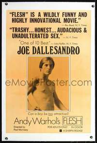 d338 ANDY WARHOL'S FLESH linen one-sheet movie poster '68 Joe Dallesandro