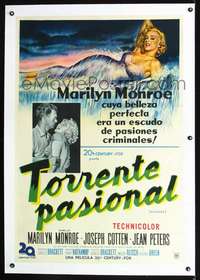 d316 NIAGARA linen Argentinean movie poster '53 Marilyn Monroe, Cotten